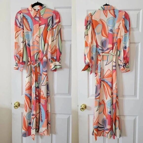 ALEXIS for Target Mixed Floral Long Sleeve Robe Dress XS NWOT - Picture 3 of 10